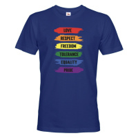 Pánské tričko s potiskem Love-respect-freedom-tolerance-equality-pride