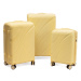 Rogal Žlutá sada 3 luxusních skořepinových kufrů "Tide" - M (35l), L (65l), XL (100l)
