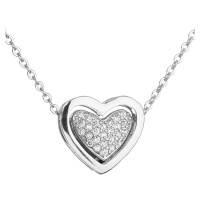Evolution Group Stříbrný náhrdelník se zirkonem bílé srdce 12029.1