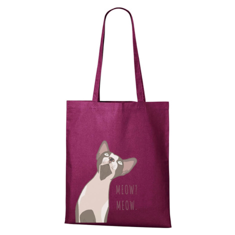 Bavlněná taška s potiskem kočka Sphynx Barva: Fuchsiová