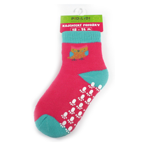 Růžové dívčí kojenecké protiskluzové ponožky 18 - 24 měsíců Aubry Pidilidi