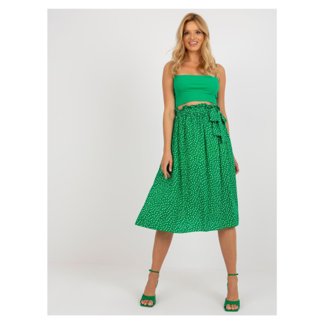 Zelená rozšířená sukně s potiskem - RUE PARIS