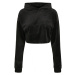 Ladies Cropped Velvet Oversized Hoody - black