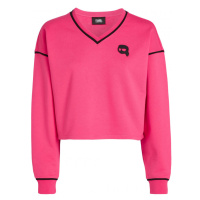 Mikina karl lagerfeld ikonik 2.0 cropped sweatshirt růžová