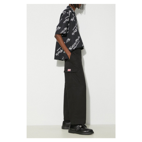 Bavlněné kalhoty Kenzo Cargo Workwear Pant černá barva, ve střihu cargo, FE55PA2429DL.99