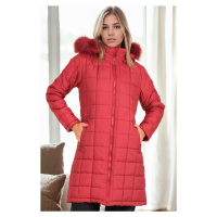 Z6653 DEWBERRY LADIES' COAT-BURGUNDY-1