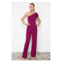 Trendyol Purple Bow Detailed Single Sleeve Woven Jumpsuit