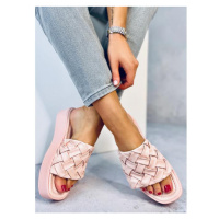 Dámské růžové pantofle s klínovým podpatkem