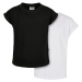 Dívčí organické tričko s prodlouženým ramenem 2-balení černá/bílá