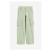 H & M - Plátěné kalhoty cargo - zelená