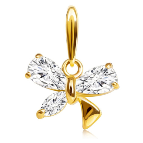 Zlatý 14K přívěsek - malý motýlek ze třpytivých zirkonů čiré barvy Šperky eshop