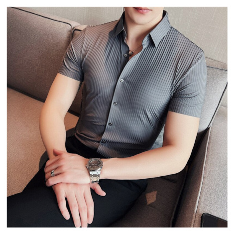 Letná elastická pánska košeľa krátky rukáv JFC FASHION