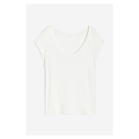 H & M - Tričko z lněné směsi - bílá