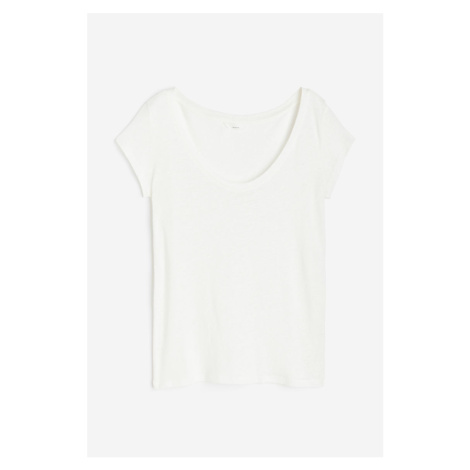 H & M - Tričko z lněné směsi - bílá H&M