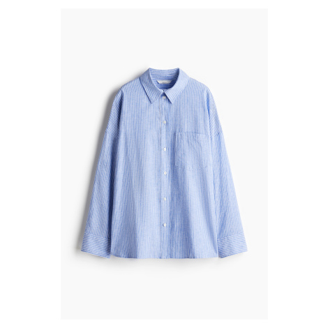 H & M - Objemná košile z lněné směsi - modrá H&M