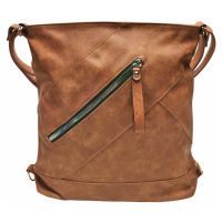 Velký středně hnědý kabelko-batoh s kapsou