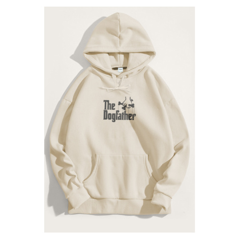 Mikina s Kapucí, Barva Ekru, s Potiskem The Dogfather Hedrix