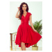 Červené asymetrické midi šaty s krajkou