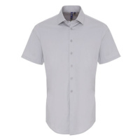 Premier Workwear Pánská bavlněná košile s krátkým rukávem PR246 Silver -ca. Pantone 428