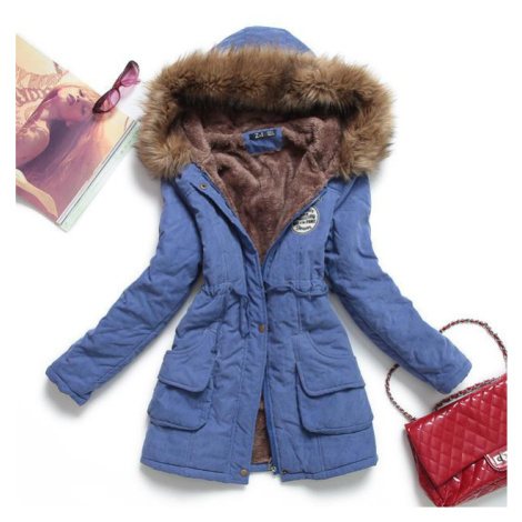 Dámská zimní parka s kožíškem zateplená bunda s kapucí