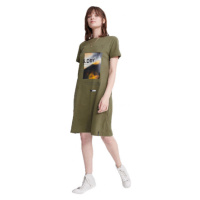 Superdry DESERT GRAPHIC T-SHIRT DRESS Dámské šaty, khaki, velikost