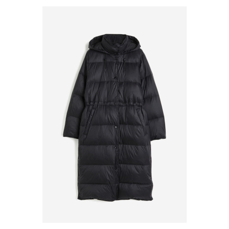 H & M - Vodoodpudivý péřový kabát - černá H&M