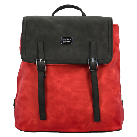 Trendy dámský koženkový kabelko-batoh Erlea, červeno-černá Tessra