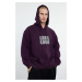 Trendyol Purple Oversize/Wide Cut Hooded Fleece/Warm Embroidered Sweatshirt