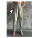 Laluvia Mint Green Elastic Waist Satin Trousers