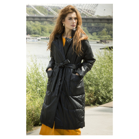 Černá oversize bunda z ekologické kůže (AG1-J9080) Ann Gissy