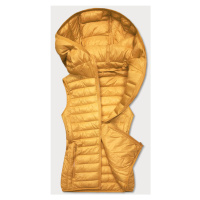 Žlutá prošívaná dámská vesta s kapucí (13072-333)