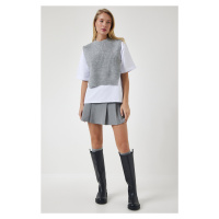 Happiness İstanbul Women's Gray Sweater Knitted T-Shirt