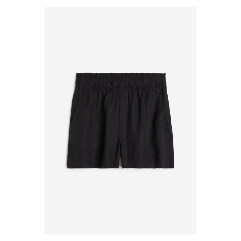 H & M - Lněné šortky - černá H&M