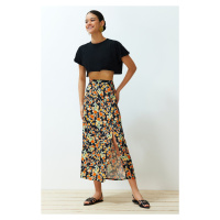 Trendyol Multi Color Viscose Fabric Floral Pattern Slit Midi Woven Skirt