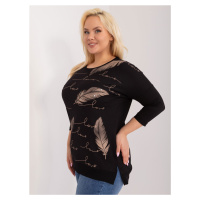 Černá dámská halenka plus size s 3/4 rukávem