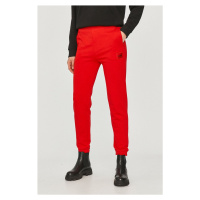 Kalhoty Hugo dámské, červená barva, hladké