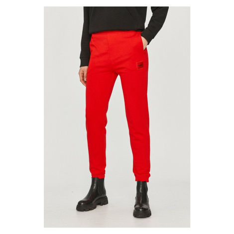 Kalhoty Hugo dámské, červená barva, hladké Hugo Boss