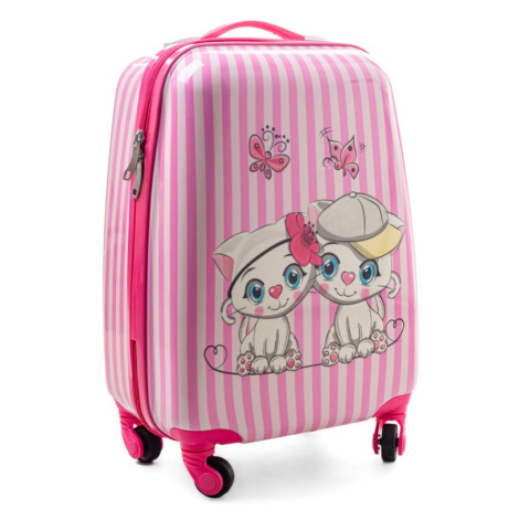 Rogal Růžový proužkový kufr pro děti "Kitty" - M (35l)