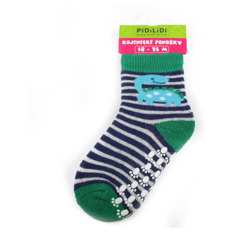 Modrošedé chlapecké kojenecké protiskluzové ponožky 18 - 24 měsíců Aubry Pidilidi