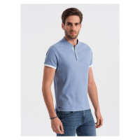 Men's collarless polo shirt - blue V3 OM-TSCT-0156