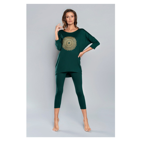 Pyžamo Mandala 3/4 rukáv, 3/4 nohavice - zelené Italian Fashion