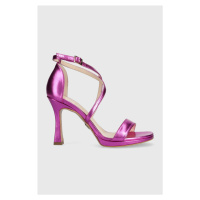 Kožené sandály Baldowski fialová barva