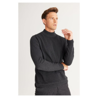 ALTINYILDIZ CLASSICS Men's Smoked Standard Fit Normal Cut Half Turtleneck Cotton Knitwear Sweate