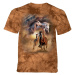 Pánské batikované triko The Mountain - Koně v běhu - hnědé