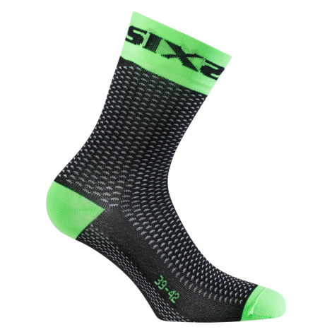 SIX2 Cyklistické ponožky klasické - SHORT S - černá/zelená