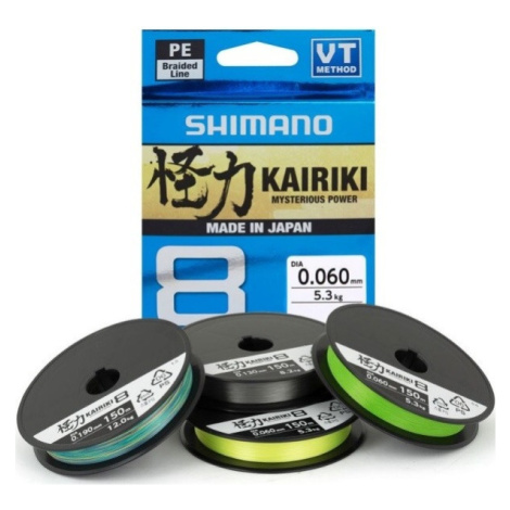 Shimano splétaná šňůra kairiki 8 zelená 150 m-průměr 0,10 mm / nosnost 6,5 kg