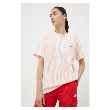 Bavlněné tričko adidas by Stella McCartney oranžová barva