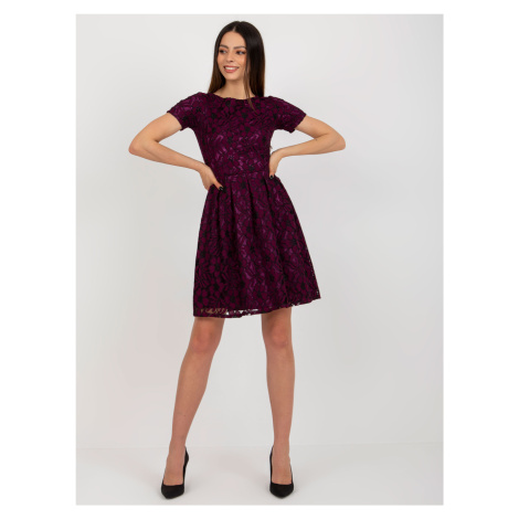 Fuchsiové krajkové šaty --dark purple Fuchsiová BASIC
