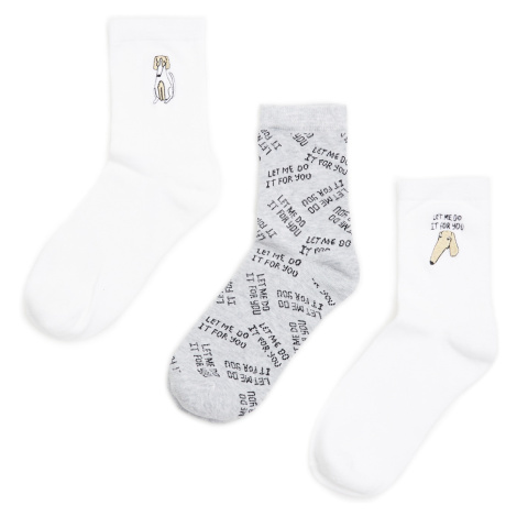 Cropp - Sada 3 párů ponožek - Bílá
