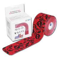 Kineziologický tejp BB Tape s designem černých lebek - 5mx5cm Barva: červená